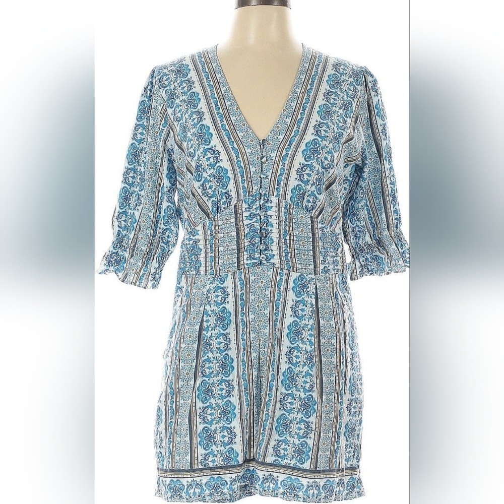 Farm Rio Blue and White Floral Romper
